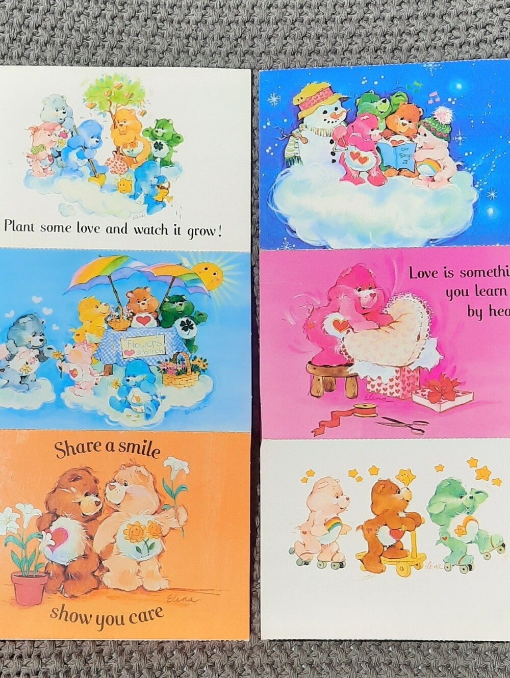 Vintage 1980s Care Bears Postcards Lot of 6